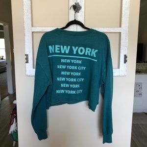 New York City crop crew neck sweatshirt
